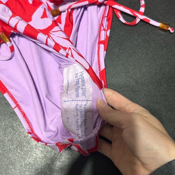 Trina Turk Bali Blossom Red Lavender High Leg One Piece Swimsuit $154 - Picture 9 of 9